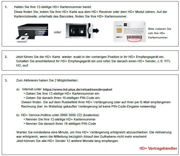 aktivieren sie ihre vorhandene hd+ karte nach erhalt unseres codes neu